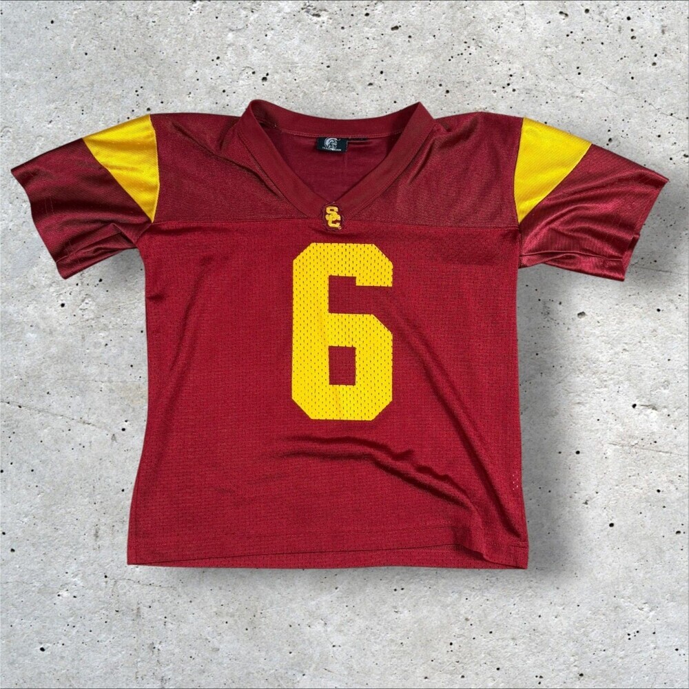 Vtg USC Trojans Mark Sanchez #6 Jersey Team Trojan NCAA Football Red Youth Size